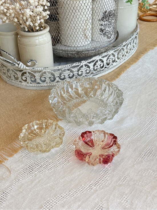 Vintage Other - 3 Vintage Anchor Hocking Glass Ashtrays Ruby Red and Clear
